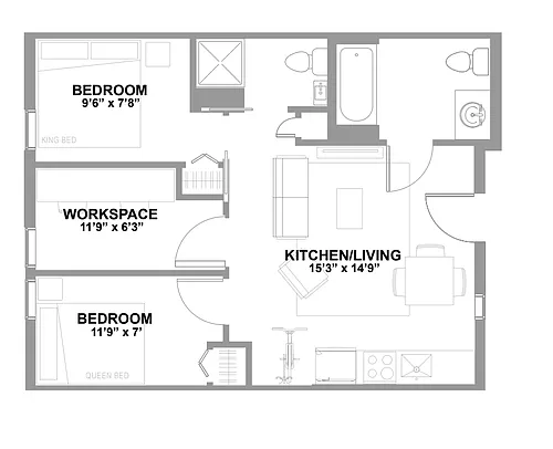 Floor plan 3 Bed 2 Bath A