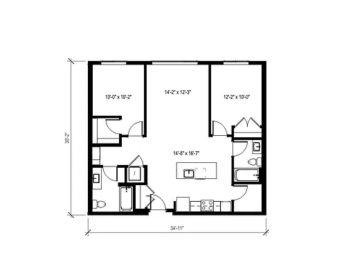 Floor plan 2 Bed/2 Bath-B6.2