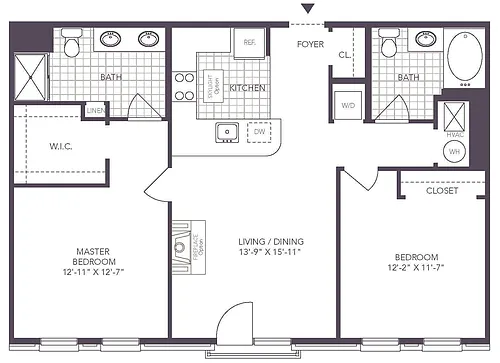 Floor plan 2 Bed/ 2 Bath