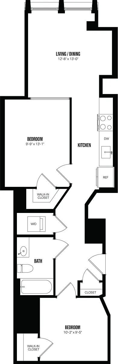 Floor plan Junior 1 Bed/1 Bath Den-D2
