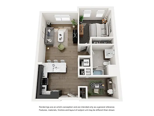Floor plan A6D (One Bed Den)