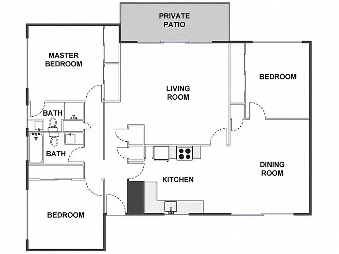 Floor plan 3 Bed / 2 Bath: Type A