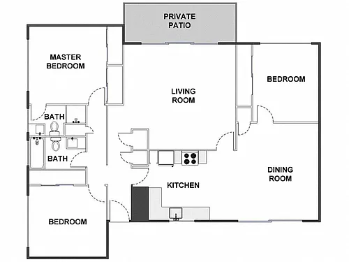 Floor plan 3 Bed / 2 Bath: Type A