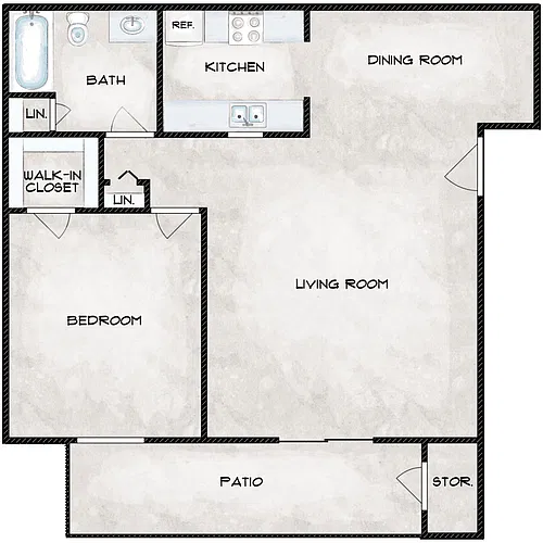 Floor plan 1 Bedroom 1 Bathroom