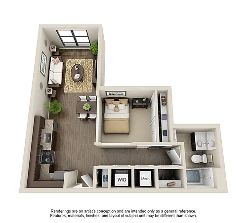 Floor plan 1 Bed 1Bath-Witten