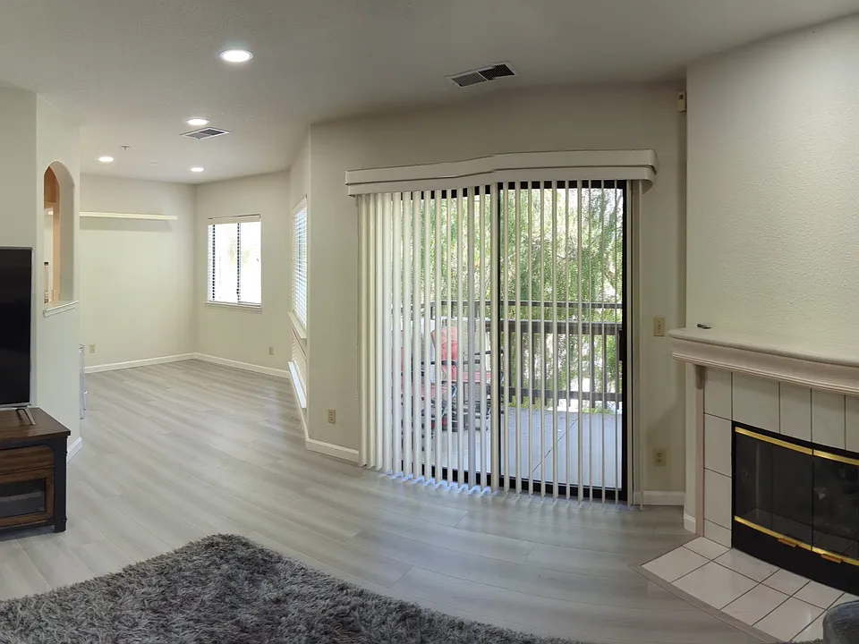 Living and dining room with new flooring