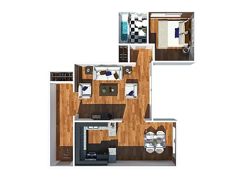 Floor plan 1 Bedroom - Stewart