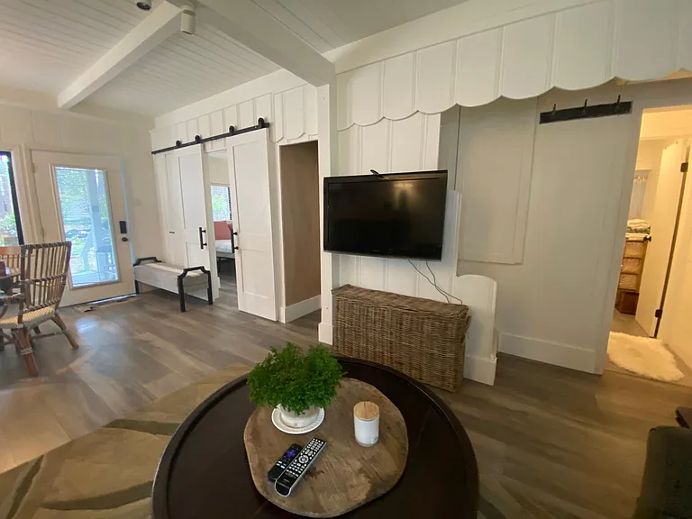 Living room with 45" TV with Roku
