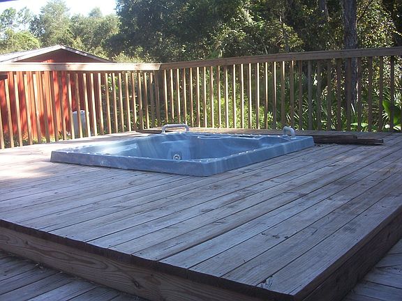 hot tub in deck