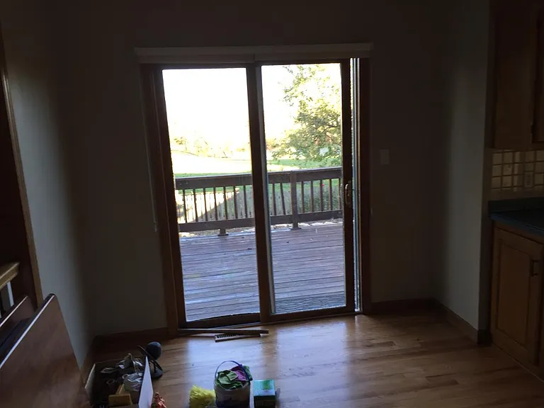Sliding door in kitchen to deck