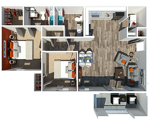 Floor plan Two Bedroom | Two Bathroom