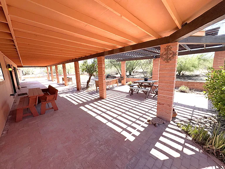 Full width covered patio with extended Ramada