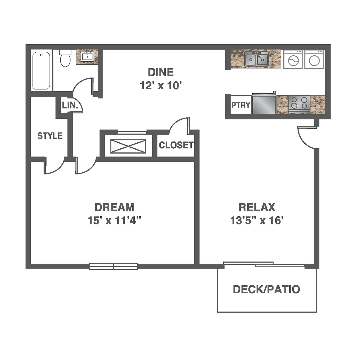 Floor plan 1 Bed 1 Bath - Renovated