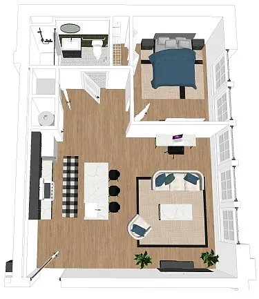 Floor plan A - One Bedroom ADA