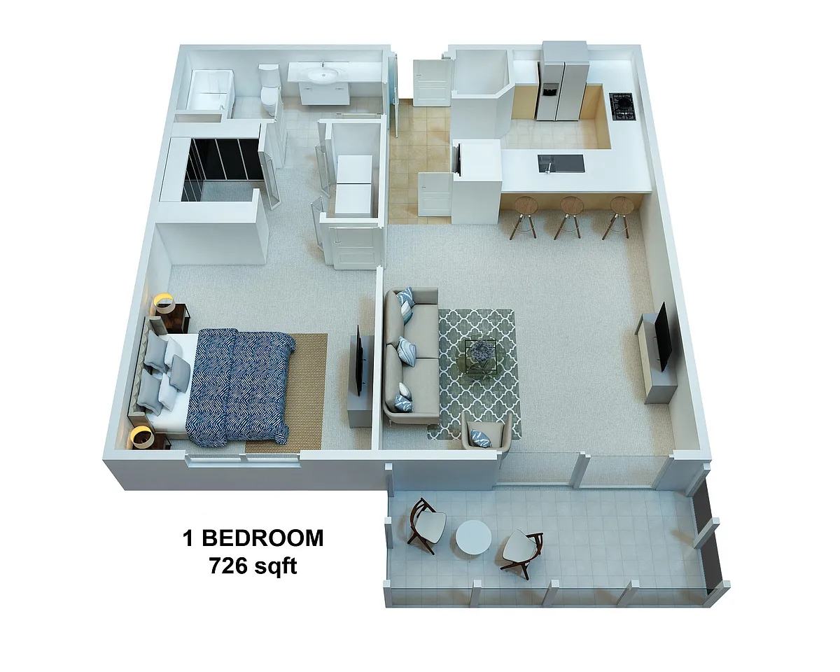Floor plan 1 Bedroom / 1 Bathroom