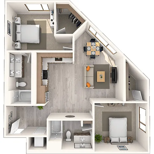 Floor plan B6 2x2-1085 SF