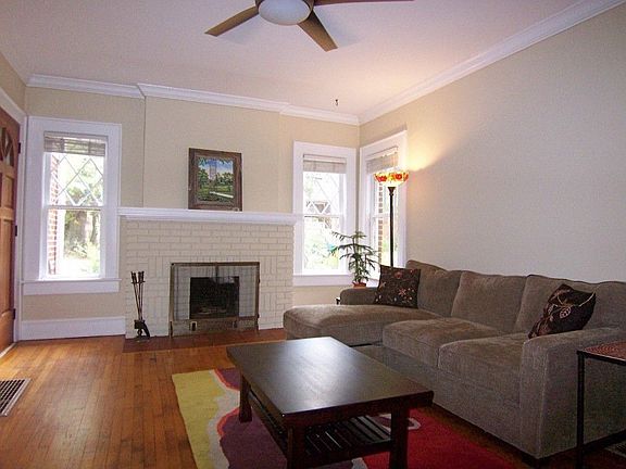 Formal living room with craftsman fireplace