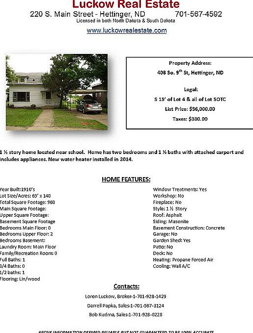 Ref. Luckow Realty"Sold Tab"