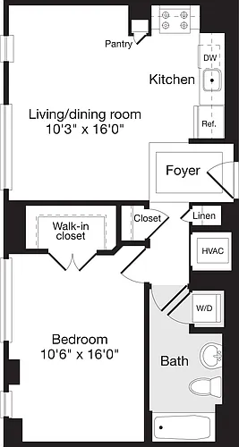 Floor plan 1 Bedroom D