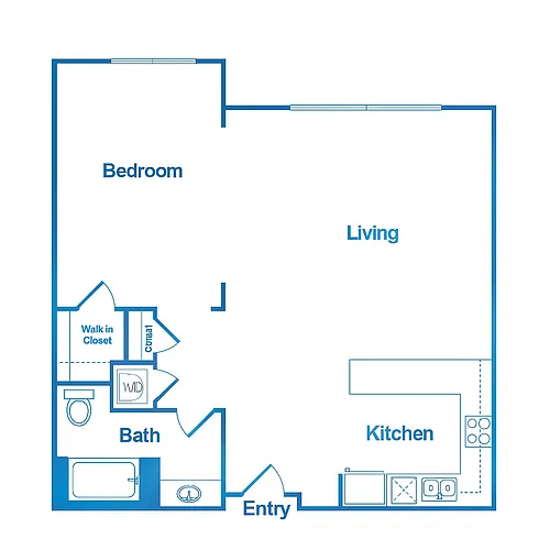 Floor plan 1 Bed 1 Bath_1F