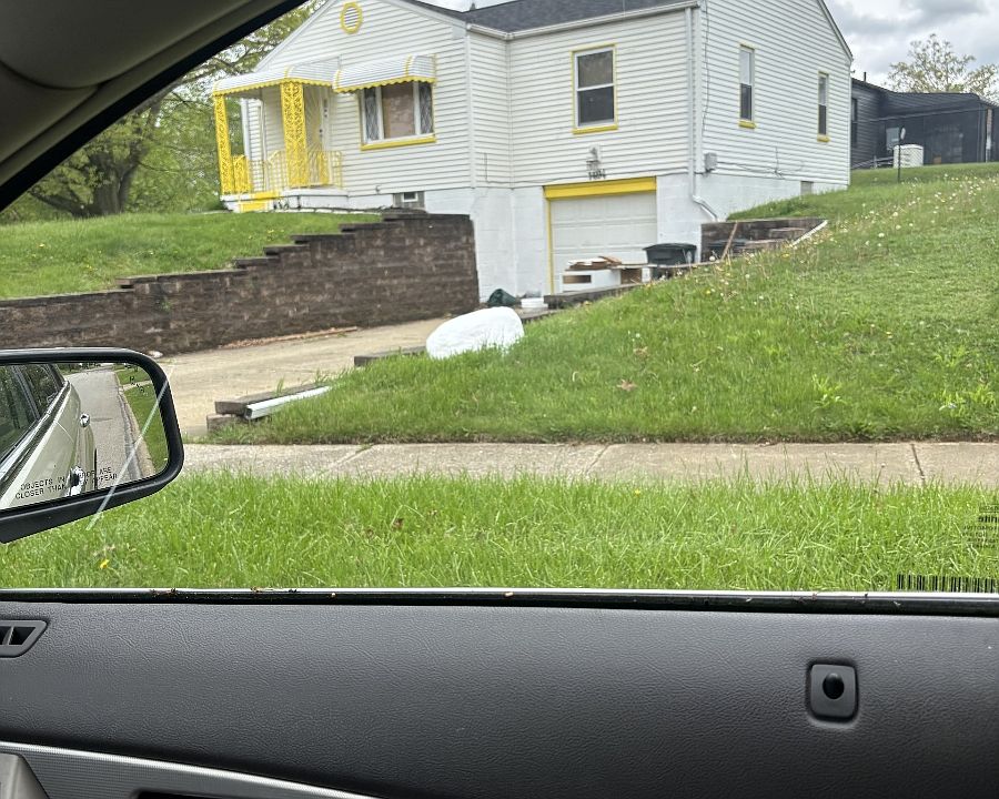 Street view approaching the home on Diagonal Road. The is situated on a double lot. It sits on the corner of Diagonal and Crestview.