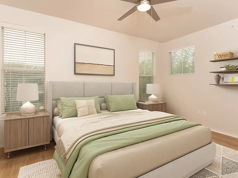 Bedroom with hard surface flooring