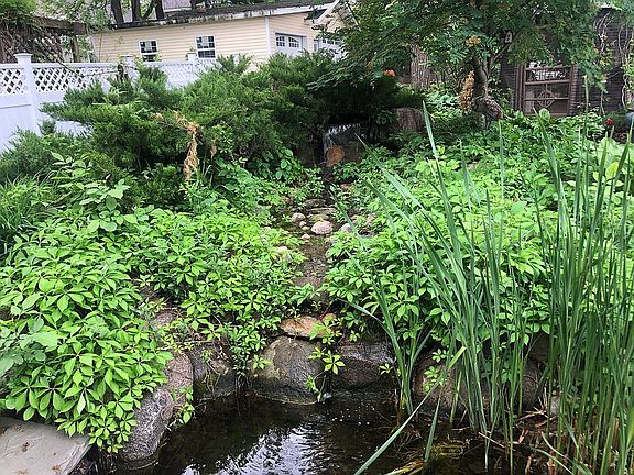 Water feature off of deck.