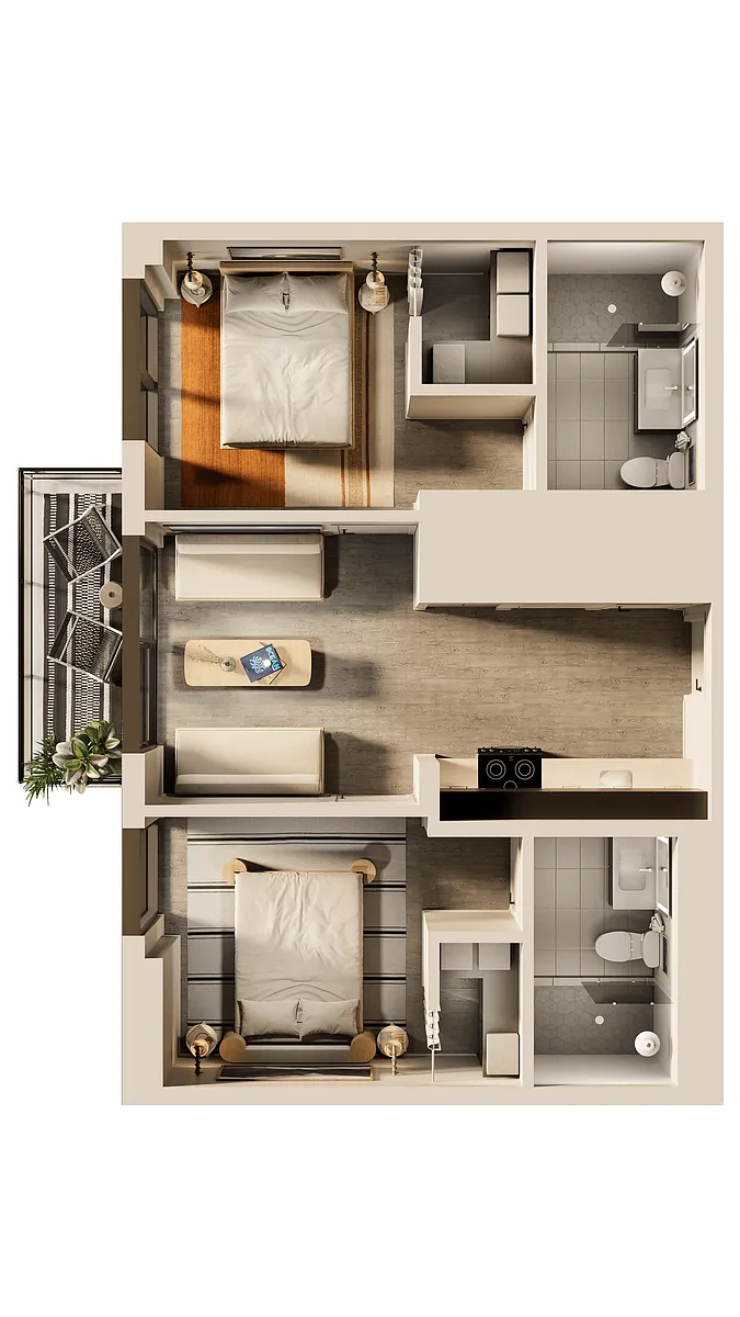 Floor plan Cortes Bank 2 Bedroom
