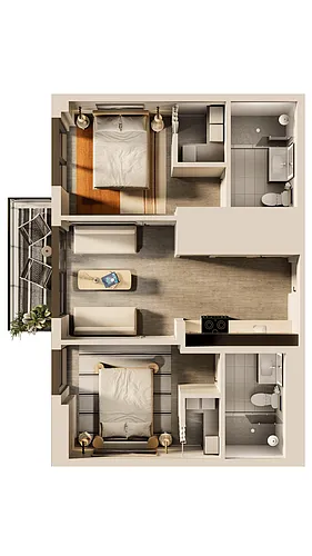 Floor plan Cortes Bank 2 Bedroom