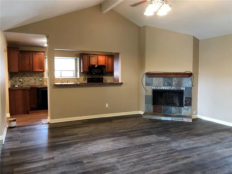 The living room is open to the kitchen.
