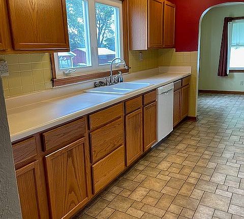 Kitchen with large window