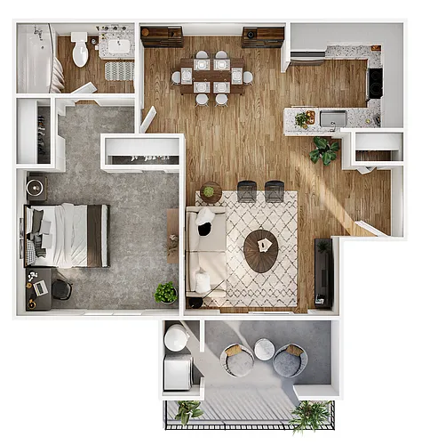 Floor plan 1 Bed, 1 Bath A