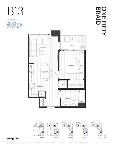 Floor plan 1 Bedroom (B13)