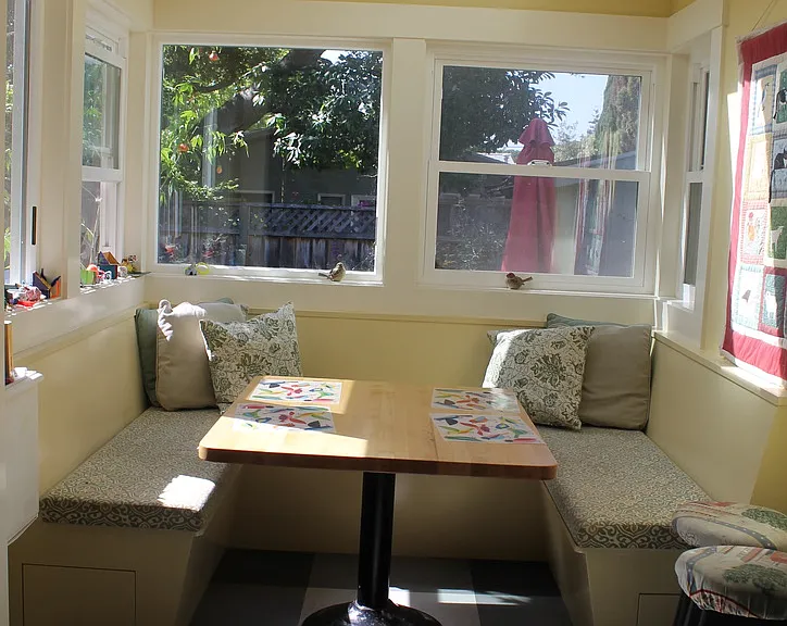 Sunny kitchen nook looking out over the garden