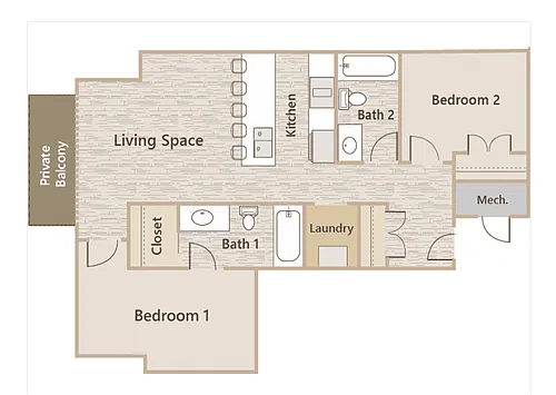Floor plan 2B2B-C