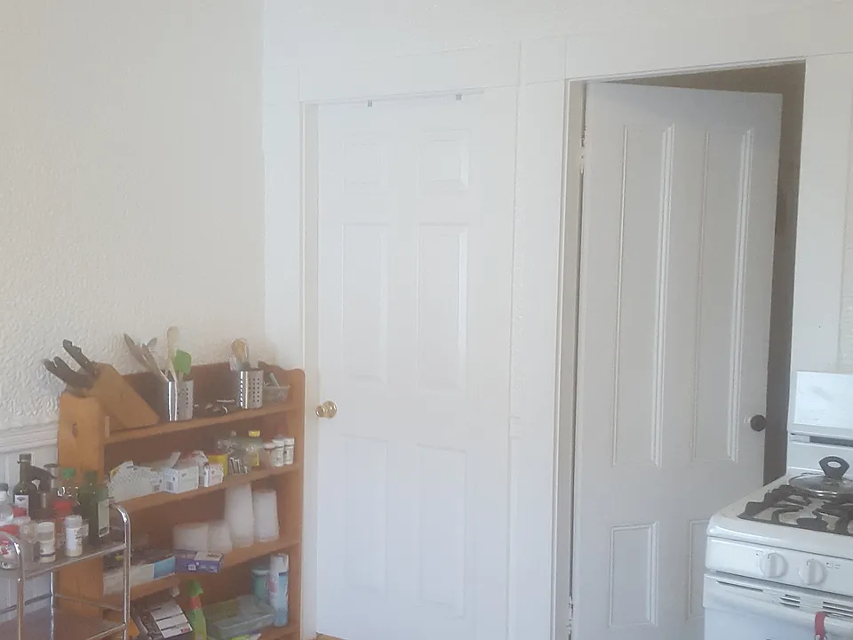kitchen with rear entrance.