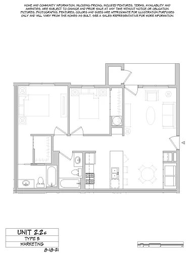 Floor plan 2 Bed 2 Bath B