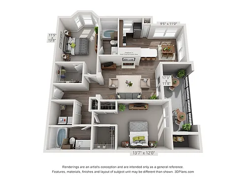 Floor plan Andover Park 1B2