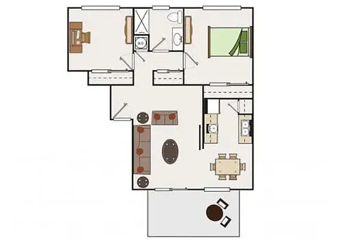 Floor plan 2 Bed 1 Bath