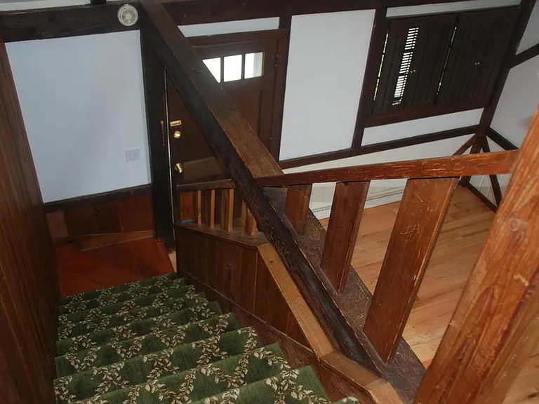 Looking down the stairs to the front door