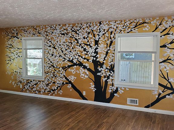 Elegant mural in living room.