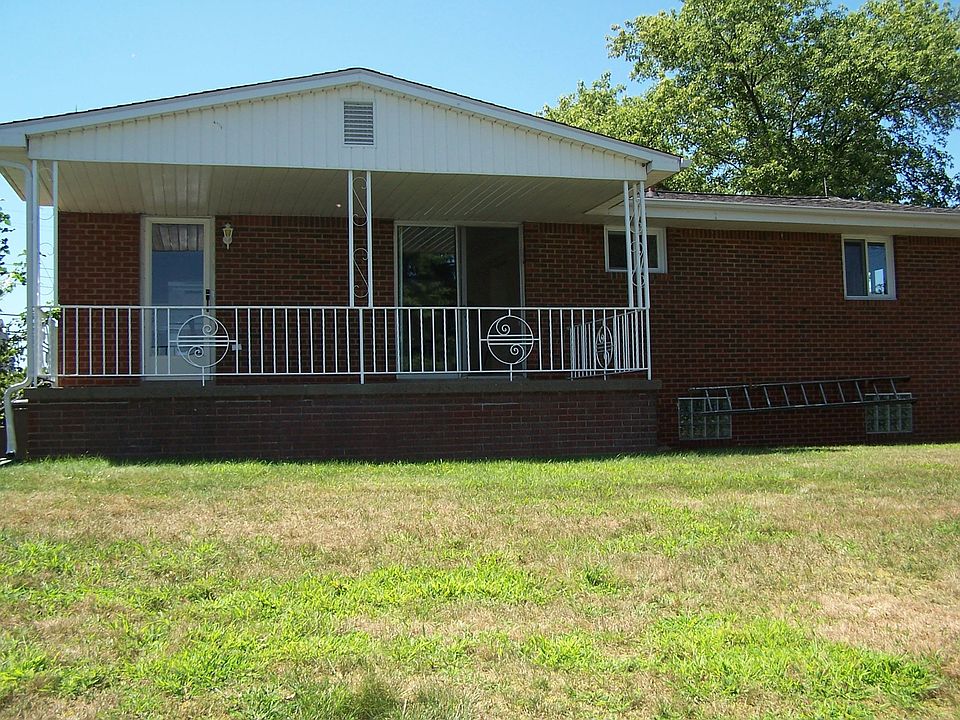 View of the covered rear porch from the yard.