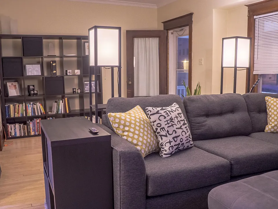 Living room, view of front door