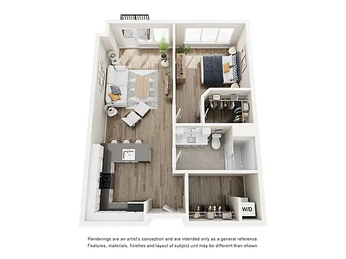 Floor plan One Bedroom with Balcony