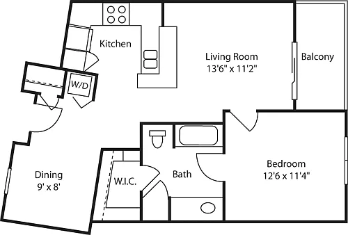 Floor plan One Bedroom 730