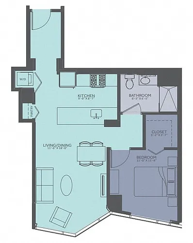 Floor plan 1 Bedroom 08-Tower A