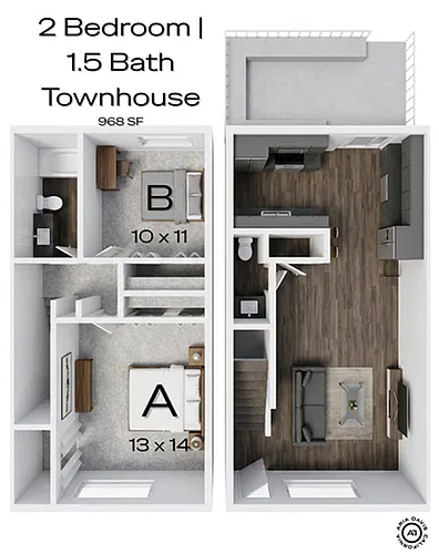 Floor plan 2BR/1BA