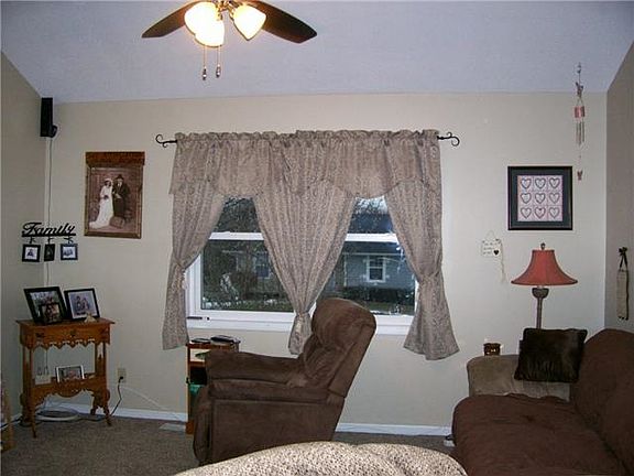 Living room vaulted ceiling with fan