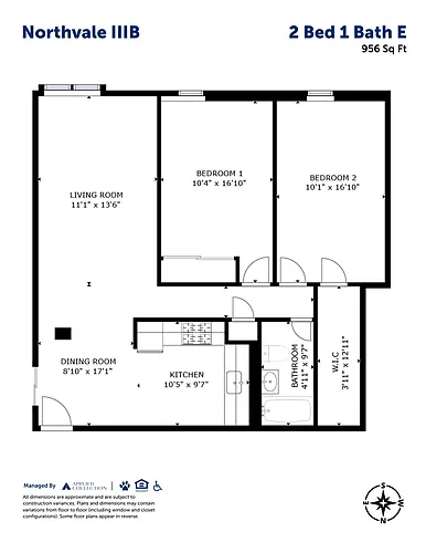 Floor plan 2 Bed 1 Bath E