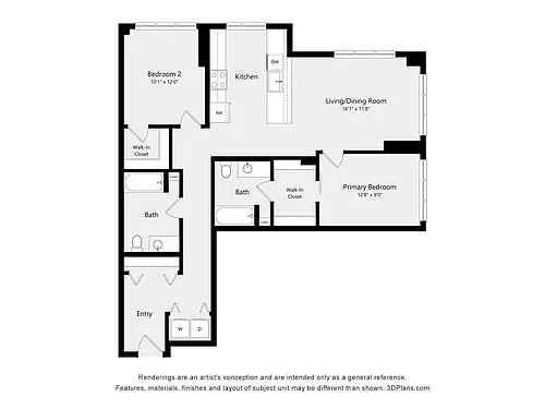 Floor plan Two Bed Two Bath 5 ADA